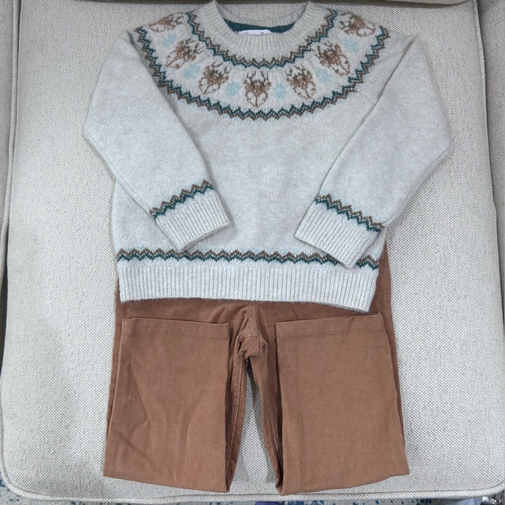 Tommy Bahama 2T Boys Christmas Two Piece Corduroy Pants Deer Sweater NWOT - Picture 2 of 5